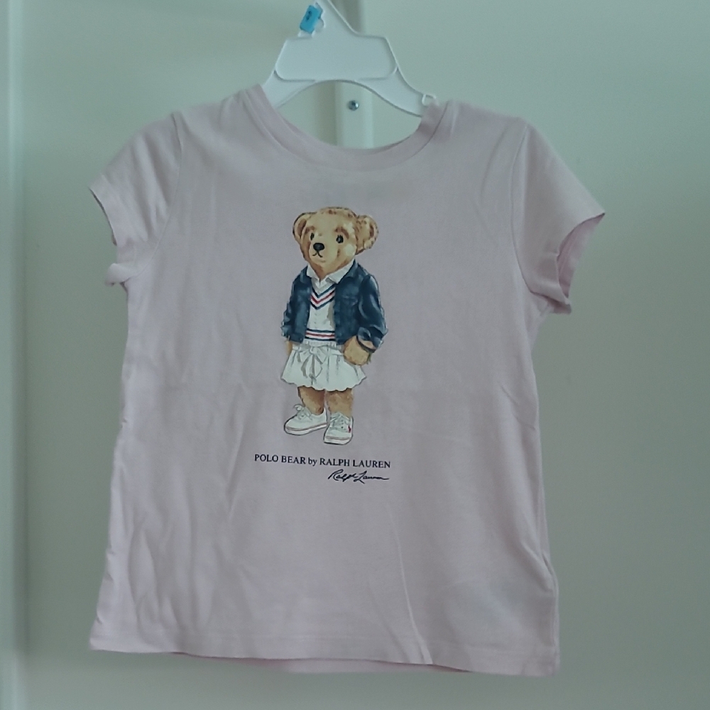 Ralph Lauren Pink Kids T-Shirt with Bear Print Age 3